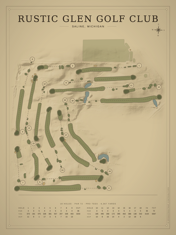 Rustic Glen Golf Club Course Map poster