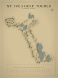 St. Ives Golf Course map poster, Vintage style, 12×16 / 18×24
