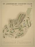 St. Johnsbury Country Club course map poster, Vintage style, 12×16 / 18×24