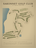 Sakonnet Golf Club course map poster, Vintage style, 12×16 / 18×24