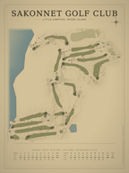 Sakonnet Golf Club course map poster, Vintage style, 12×16 / 18×24