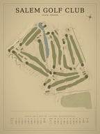 Salem Golf Club course map poster, Vintage style, 12×16 / 18×24