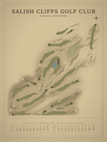 Salish Cliffs Golf Club course map poster, Vintage style, 12×16 / 18×24