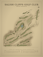 Salish Cliffs Golf Club course map poster, Vintage style, 12×16 / 18×24