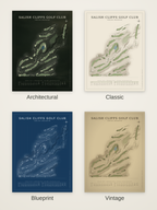 Salish Cliffs Golf Club course map poster in four styles: Architectural, Classic, Blueprint and Vintage
