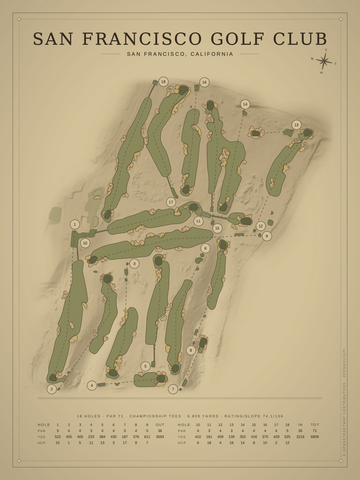 San Francisco Golf Club Course Map poster