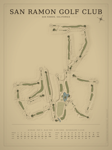San Ramon Golf Club Course Map poster