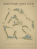 Sanctuary Golf Club course map poster, Vintage style, 12×16 / 18×24