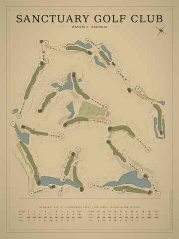 Sanctuary Golf Club Course Map poster