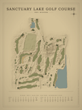 Sanctuary Lake Golf Course map poster, Vintage style, 12×16 / 18×24