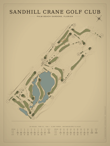 Sandhill Crane Golf Club Course Map poster