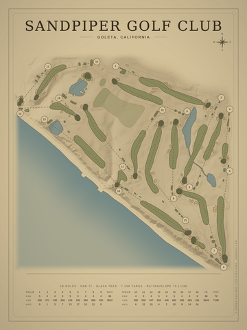 Sandpiper Golf Club Course Map poster