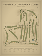 Sandy Hollow Golf Course map poster, Vintage style, 12×16 / 18×24