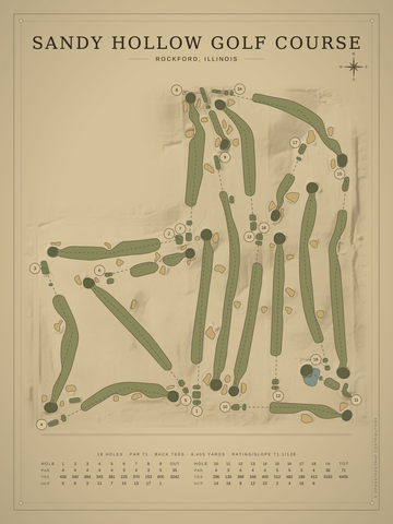 Sandy Hollow Golf Course Map poster
