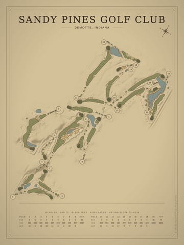 Sandy Pines Golf Club Course Map poster