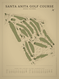 Santa Anita Golf Course map poster, Vintage style, 12×16 / 18×24
