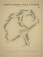 Santa Maria Golf Course map poster, Vintage style, 12×16 / 18×24