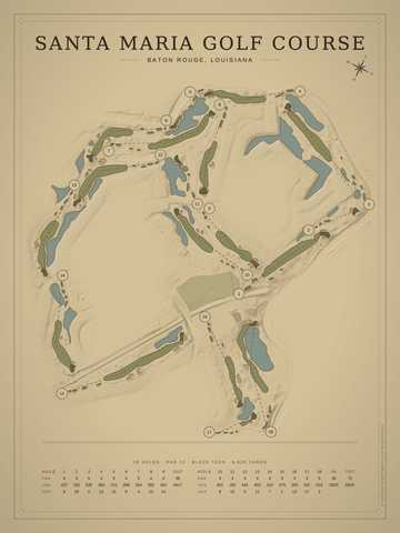 Santa Maria Golf Course Map poster