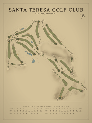 Santa Teresa Golf Club Course Map poster