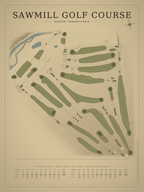 Sawmill Golf Course map poster, Vintage style, 12×16 / 18×24