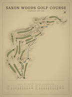 Saxon Woods Golf Course map poster, Vintage style, 12×16 / 18×24