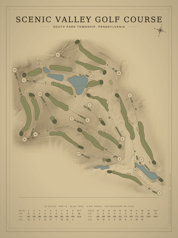 Scenic Valley Golf Course Map poster