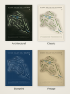 Scenic Valley Golf Course map poster in four styles: Architectural, Classic, Blueprint and Vintage