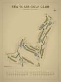 Sea 'N Air Golf Club course map poster, Vintage style, 12×16 / 18×24