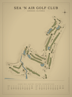 Sea 'N Air Golf Club course map poster, Vintage style, 12×16 / 18×24