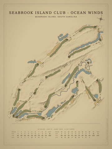 Seabrook Island Club - Ocean Winds Course Map poster