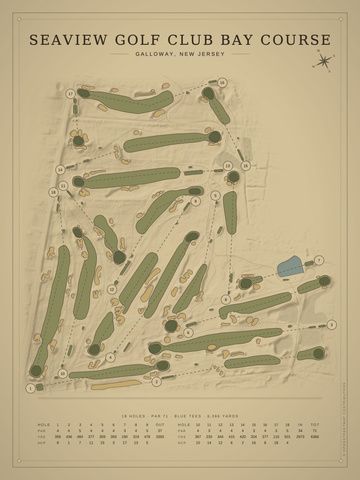 Seaview Golf Club Bay Course Map poster