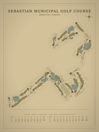 Sebastian Municipal Golf Course map poster, Vintage style, 12×16 / 18×24