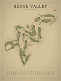 Sedge Valley course map poster, Vintage style, 12×16 / 18×24