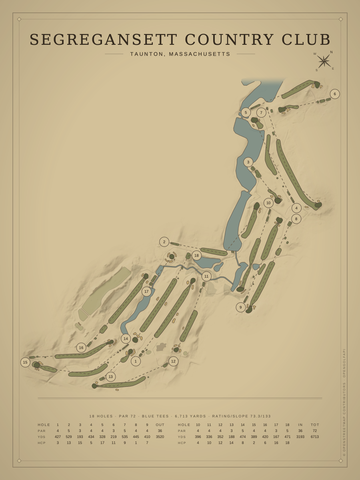 Segregansett Country Club Course Map poster