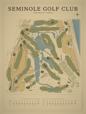 Seminole Golf Club Course Map poster