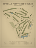 Sewells Point Golf Course map poster, Vintage style, 12×16 / 18×24