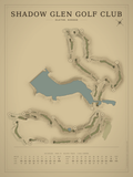 Shadow Glen Golf Club course map poster, Vintage style, 12×16 / 18×24