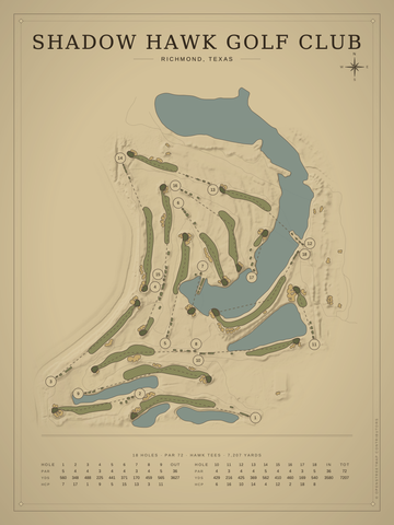 Shadow Hawk Golf Club Course Map poster