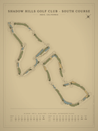 Shadow Hills Golf Club - South Course map poster, Vintage style, 12×16 / 18×24