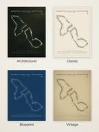 Shadow Hills Golf Club - South Course map poster in four styles: Architectural, Classic, Blueprint and Vintage