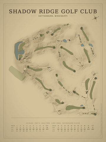 Shadow Ridge Golf Club Course Map poster