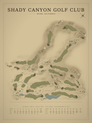 Shady Canyon Golf Club Course Map poster