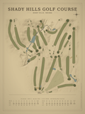 Shady Hills Golf Course map poster, Vintage style, 12×16 / 18×24