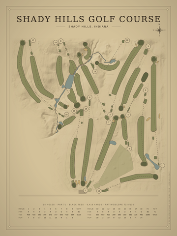 Shady Hills Golf Course Map poster