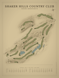 Shaker Hills Country Club course map poster, Vintage style, 12×16 / 18×24