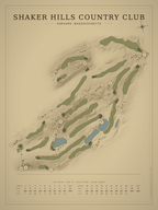 Shaker Hills Country Club course map poster, Vintage style, 12×16 / 18×24