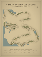 Shark's Tooth Golf Course map poster, Vintage style, 12×16 / 18×24