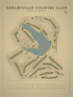 Shelbyville Country Club course map poster, Vintage style, 12×16 / 18×24