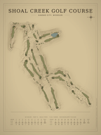 Shoal Creek Golf Course map poster, Vintage style, 12×16 / 18×24