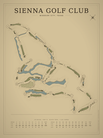 Sienna Golf Club Course Map poster